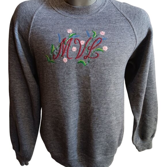 Vintage Men's Medium Sweatshirt Jerzees 80s Embroidered Triblend Rayon Russell - Picture 1 of 6